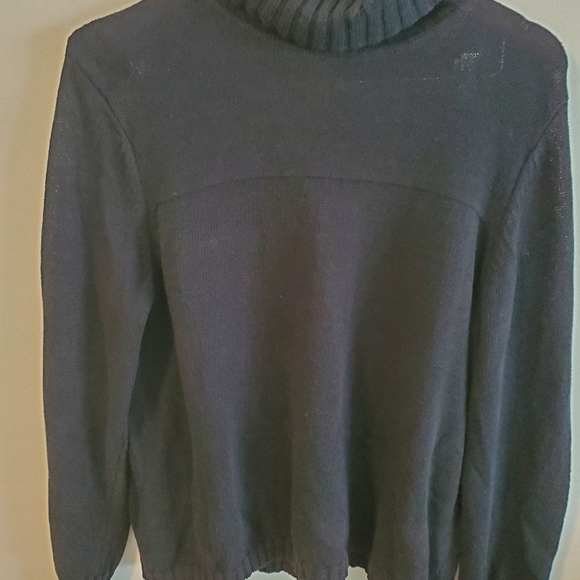 J Jill linen cotton blend knit black turtleneck size small long sleeve - Picture 2 of 9